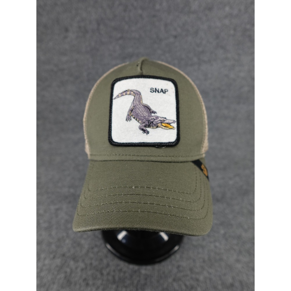 Goorin Bros Trucker Hat Unisex OSFM Olive Green Snap Alligator Animal Farm Patch